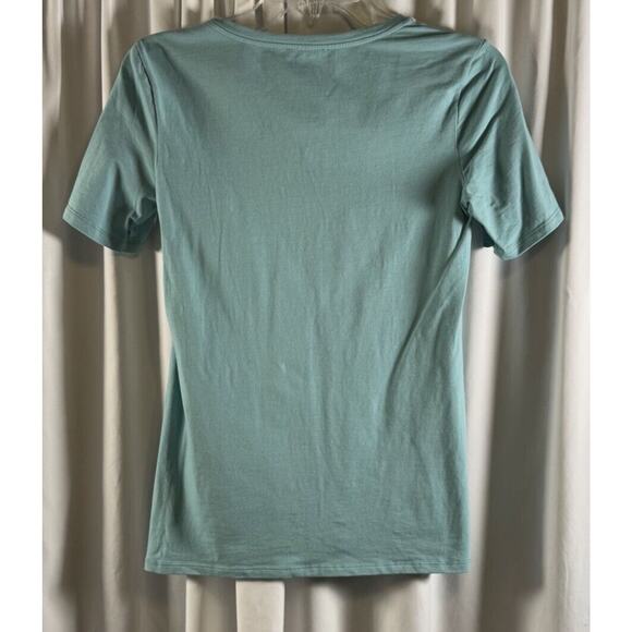 United Colors of Benneton Logo T-Shirt Teal Mist S Minimalist 72-42 - Picture 2 of 10